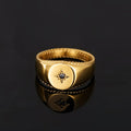 Black Star Signet Ring in Gold