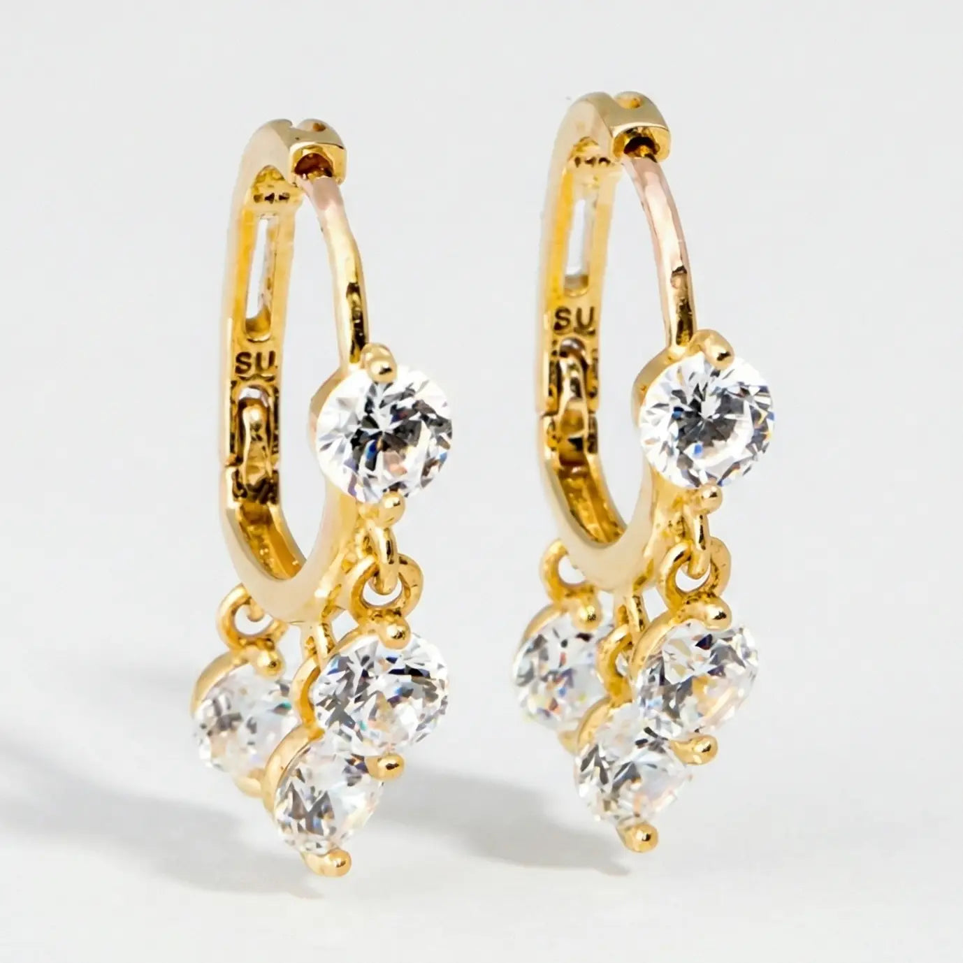 Floating Diamond Huggies- Gold
