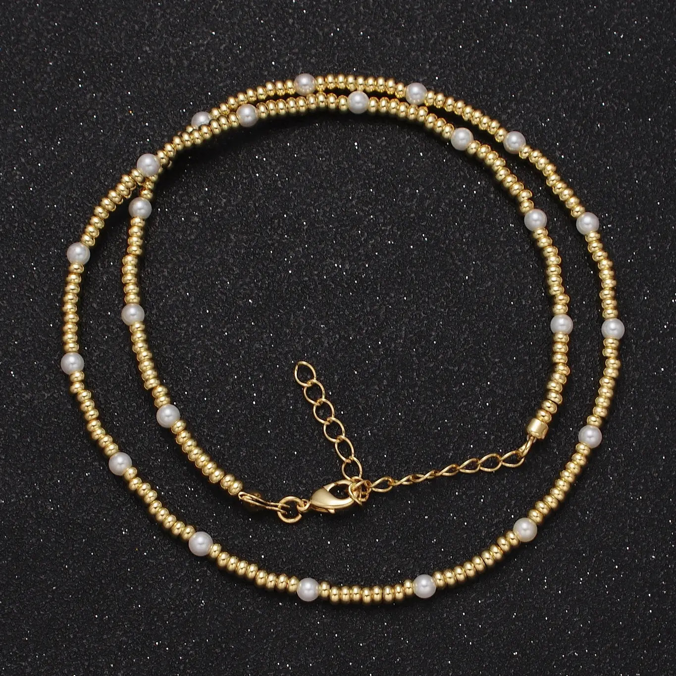 Serenity Pearl Beaded Necklace in Gold