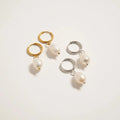 Pearl Charm Huggies in Gold